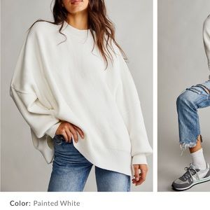 Free People Easy Street Tunic Sweater color: painted white